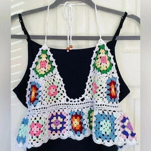 COPY - Granny Square Crop Top, Gypsy Crochet Bralette, Boho Corset Top, beach  …
